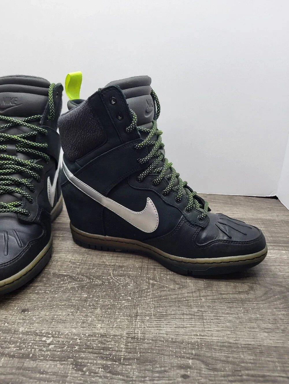 Nike Dunk Sky Hi Black Silver High Top Sneaker 684954-001 Women's Size 8